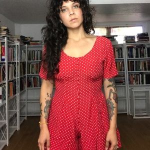 Vintage Express Red Polka Dot Romper